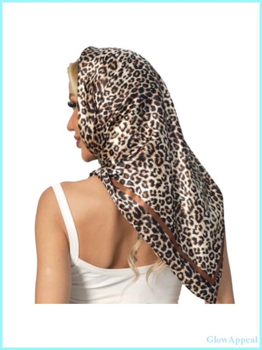 Leopard Print Satin-Like Head Scarf for Women Hair Wrapping Square 35 Inch